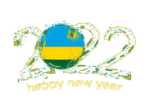 Feliz Año Nuevo 2022 Con Bandera Ruanda — Archivo Imágenes Vectoriales