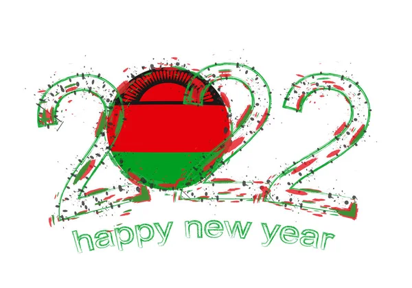Feliz Año Nuevo 2022 Con Bandera Malawi — Archivo Imágenes Vectoriales