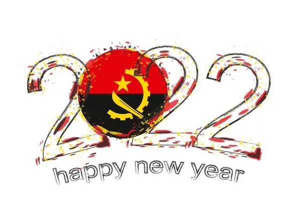 アンゴラの旗で幸せな新年2022 — ストックベクタ