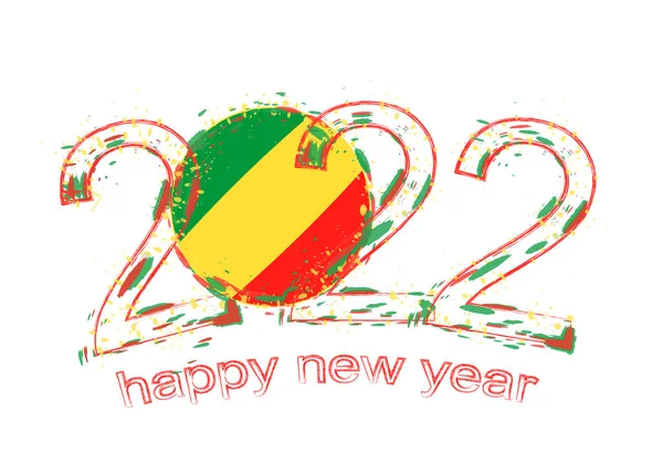 Feliz Año Nuevo 2022 Con Bandera Del Congo — Vector de stock