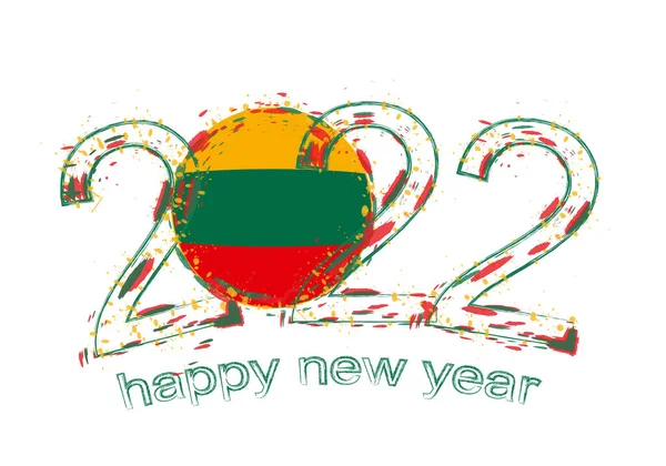 Gelukkig Nieuwjaar 2022 Jaar Met Vlag Van Litouwen — Stockvector