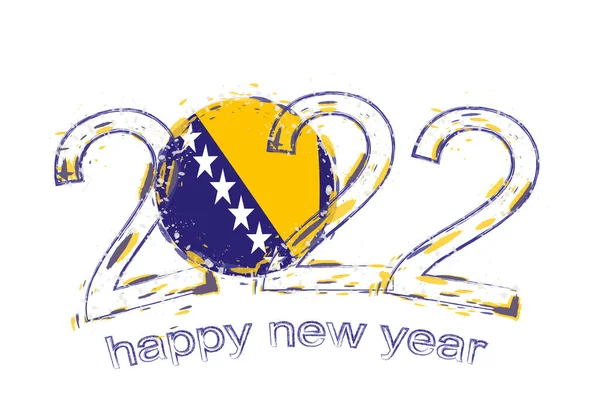 Feliz Año Nuevo 2022 Con Bandera Bosnia Herzegovina — Archivo Imágenes Vectoriales