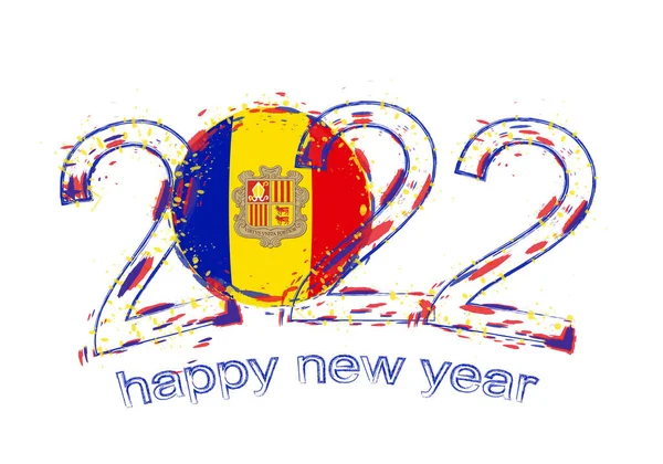 Felice Anno Nuovo 2022 Con Bandiera Andorra — Vettoriale Stock