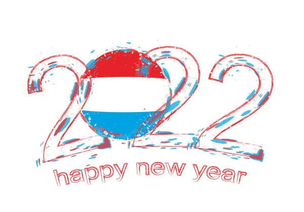 Feliz Ano Novo 2022 Com Bandeira Luxemburgo — Vetor de Stock