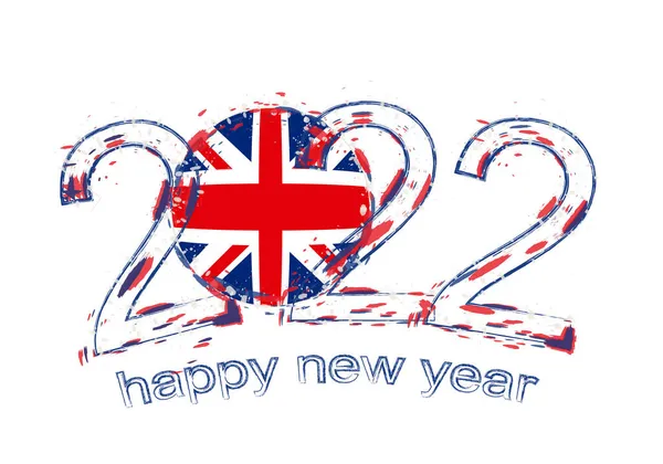 Feliz Año Nuevo 2022 Con Bandera Del Reino Unido — Vector de stock