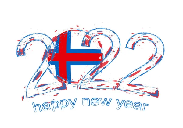 Frohes Neues Jahr 2022 Mit Der Flagge Der Färöer — Stockvektor