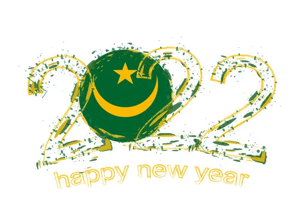 Feliz Año Nuevo 2022 Con Bandera Mauritania — Vector de stock