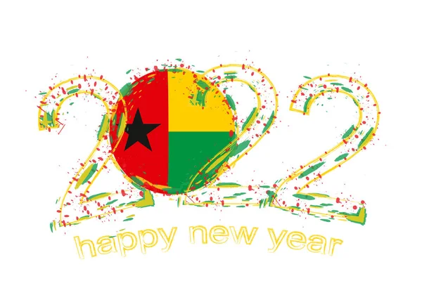 Feliz Año Nuevo 2022 Con Bandera Guinea Bissau — Vector de stock