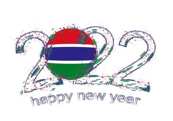 Feliz Año Nuevo 2022 Con Bandera Gambia — Archivo Imágenes Vectoriales