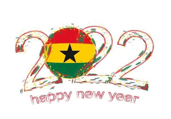 Feliz Ano Novo 2022 Com Bandeira Gana — Vetor de Stock