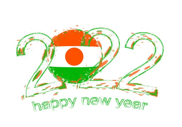 ニジェールの旗で幸せな新年2022 — ストックベクタ