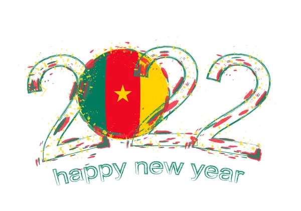 欢度2022新年 升挂喀麦隆国旗 — 图库矢量图片