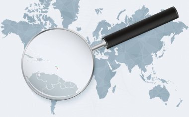 Saint Kitts ve Nevis 'i gösteren büyüteçli bir dünya haritası. Saint Kitts ve Nevis 'in haritası..