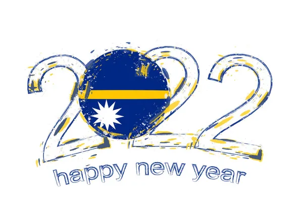 Feliz Año Nuevo 2022 Con Bandera Nauru — Vector de stock