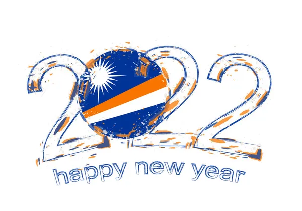 Feliz Ano Novo 2022 Com Bandeira Das Ilhas Marshall — Vetor de Stock