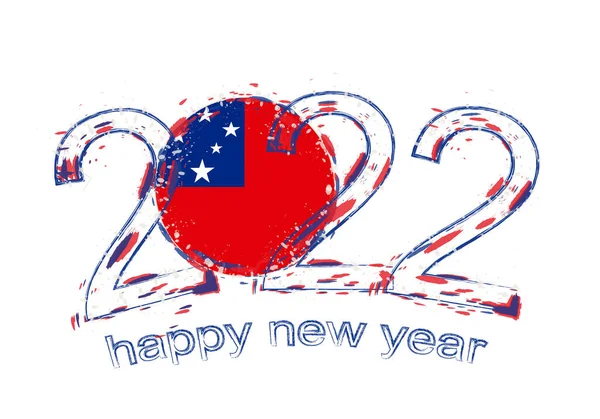 Feliz Ano Novo 2022 Com Bandeira Samoa —  Vetores de Stock