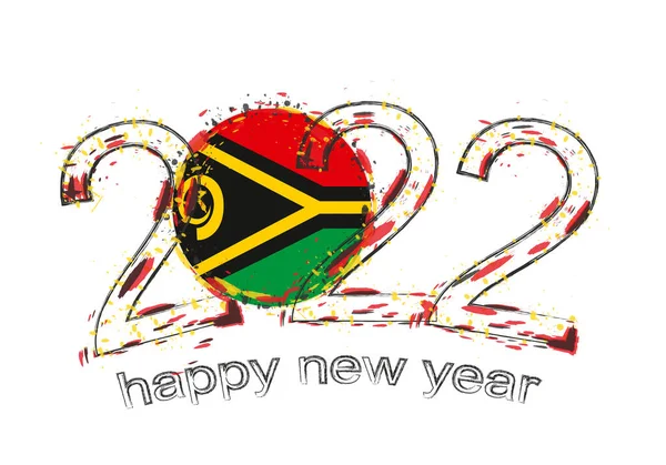 Bonne Année 2022 Avec Drapeau Vanuatu — Image vectorielle