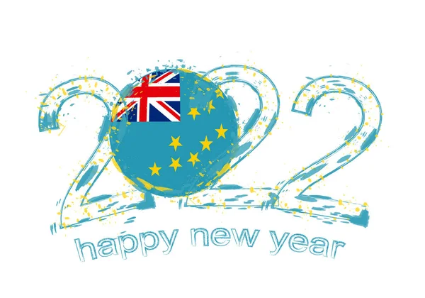 Feliz Ano Novo 2022 Com Bandeira Tuvalu — Vetor de Stock