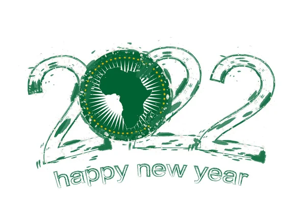 Bonne Année 2022 Avec Drapeau Union Africaine — Image vectorielle