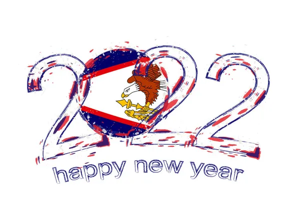 Frohes Neues Jahr 2022 Mit Der Flagge Amerikanisch Samoas — Stockvektor
