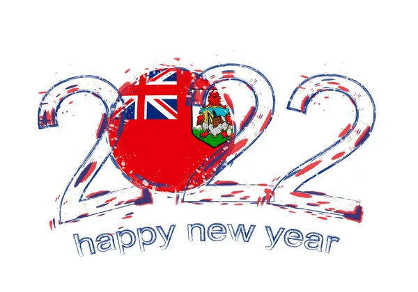 Felice Anno Nuovo 2022 Con Bandiera Bermuda — Vettoriale Stock