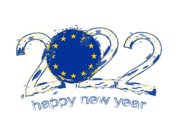 Feliz Ano Novo 2022 Com Bandeira União Europeia — Vetor de Stock