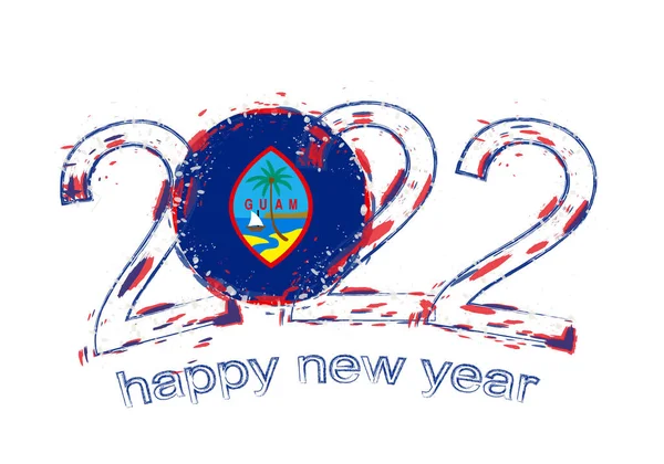 Gelukkig Nieuwjaar 2022 Jaar Met Vlag Van Guam — Stockvector