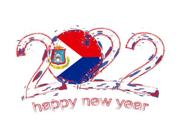 Feliz Año Nuevo 2022 Con Bandera San Martín — Archivo Imágenes Vectoriales