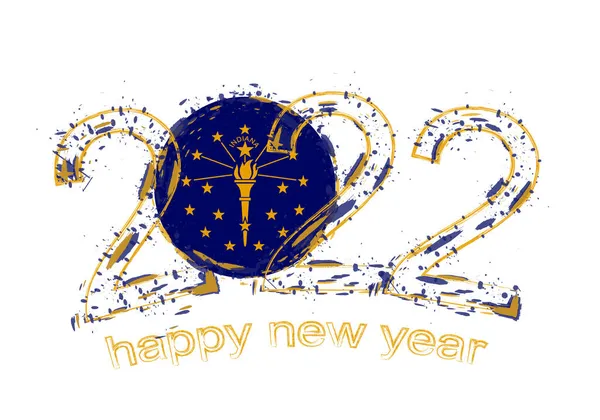 Feliz Año Nuevo 2022 Con Bandera Indiana — Archivo Imágenes Vectoriales