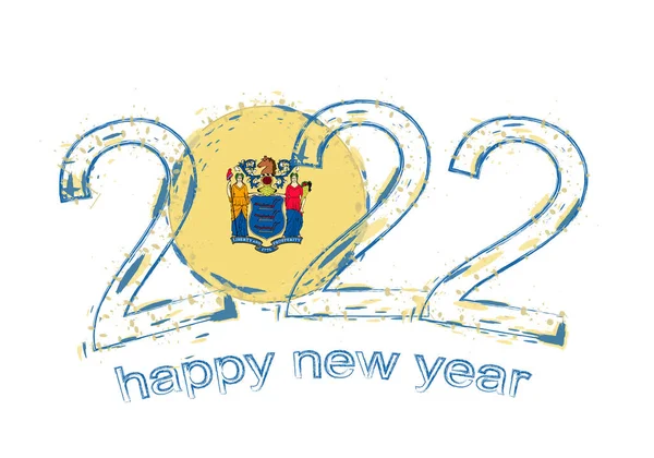 Feliz Año Nuevo 2022 Con Bandera New Jersey — Archivo Imágenes Vectoriales