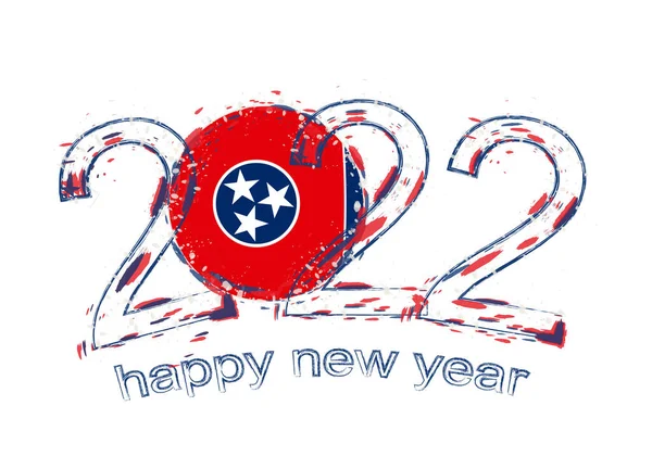 Felice Anno Nuovo 2022 Con Bandiera Tennessee — Vettoriale Stock
