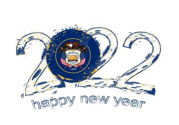 Feliz Ano Novo 2022 Com Bandeira Utah —  Vetores de Stock