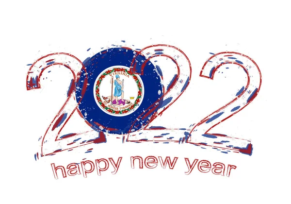 Feliz Ano Novo 2022 Com Bandeira Virginia —  Vetores de Stock