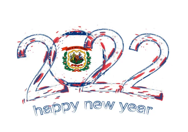 Šťastný Nový Rok 2022 Vlajkou Západní Virginie — Stockový vektor