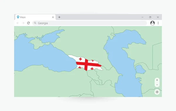 Finestra Del Browser Con Mappa Georgia Cerca Georgia Internet — Vettoriale Stock