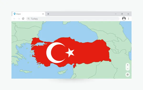 Ventana Del Navegador Con Mapa Turquía Buscando Turquía Internet — Archivo Imágenes Vectoriales