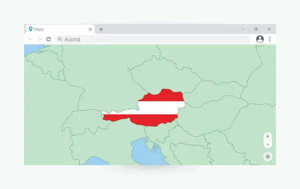 Browserfenster Mit Österreich Karte Österreich Suche Internet — Stockvektor