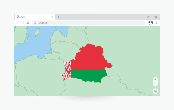 Browser Venster Met Kaart Van Wit Rusland Zoeken Wit Rusland — Stockvector