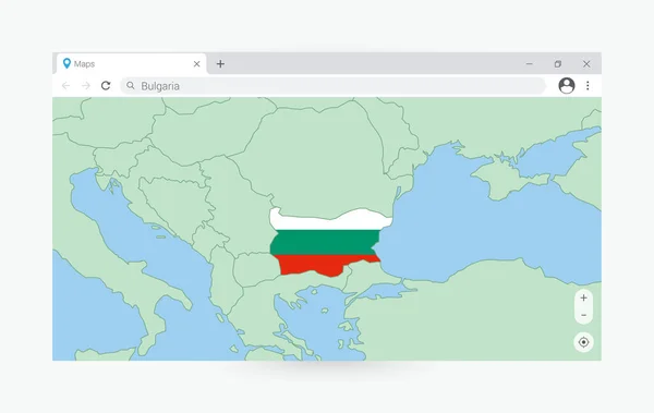 ブルガリアの地図でブラウザの窓 インターネットでブルガリアを検索 — ストックベクタ
