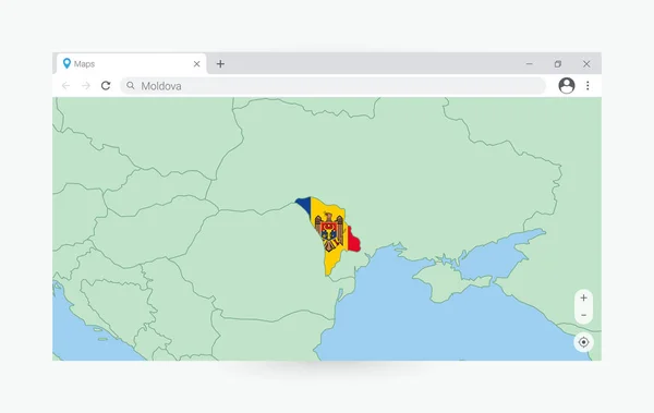 Okno Prohlížeče Mapou Moldavska Vyhledávání Moldavsko Internetu — Stockový vektor