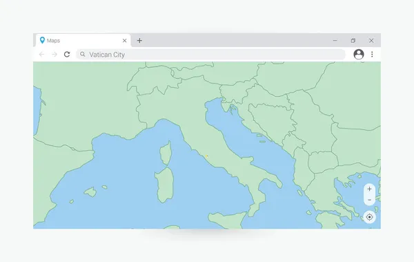 Browser Venster Met Kaart Van Vaticaanstad Zoeken Vaticaanstad Internet — Stockvector