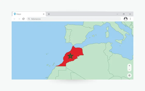 Okno Przeglądarki Mapą Maroka Wyszukiwanie Maroko Internecie — Wektor stockowy