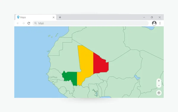 Παράθυρο Περιήγησης Χάρτη Του Μάλι Αναζήτηση Στο Μάλι Στο Διαδίκτυο — Διανυσματικό Αρχείο