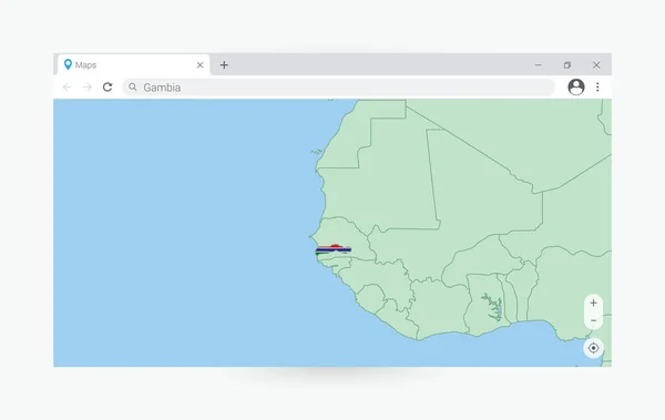 Browser Window Map Gambia Search Gambia Internet — 스톡 벡터