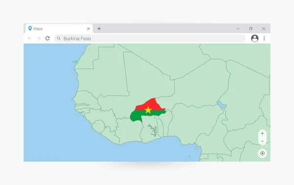 Окно Браузера Картой Буркина Фасо Поиск Буркина Фасо Интернете — стоковый вектор