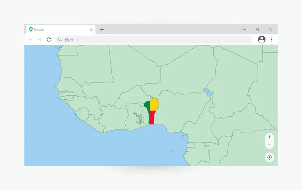 Browserfenster Mit Benin Karte Benin Suche Internet — Stockvektor