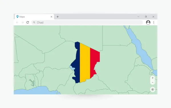 Böngésző Ablak Térképe Csád Keresés Csád Interneten — Stock Vector