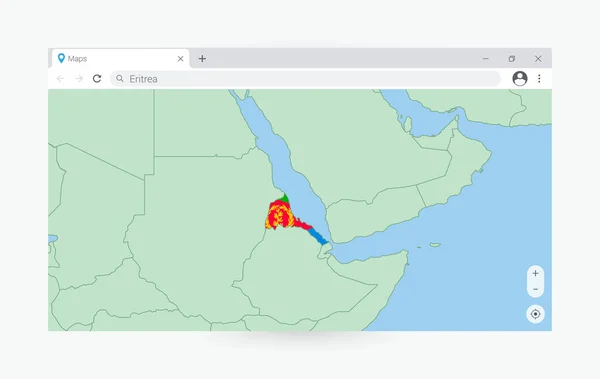Browserfenster Mit Karte Von Eritrea Suche Nach Eritrea Internet — Stockvektor