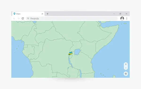 Вікно Браузера Картою Руанди Пошук Руанди Інтернеті — стоковий вектор