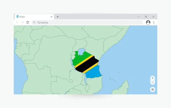 Fenêtre Navigateur Avec Carte Tanzanie Recherche Tanzanie Dans Internet — Image vectorielle
